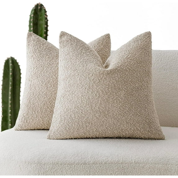 ILANKTOZI 12" x 20" Oatmeal Textured Boucle Throw Pillow Covers (2 Count)