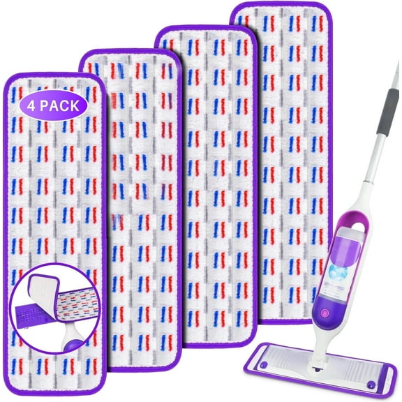 ILAVCLEAN 4 Pack Reusable Microfiber Mop Pads for SwifferPower Mop Pads Replacement, Power Mop Pads Refills for All Surfaces Floor Cleaning 13 ''-15 '' Spray Mop