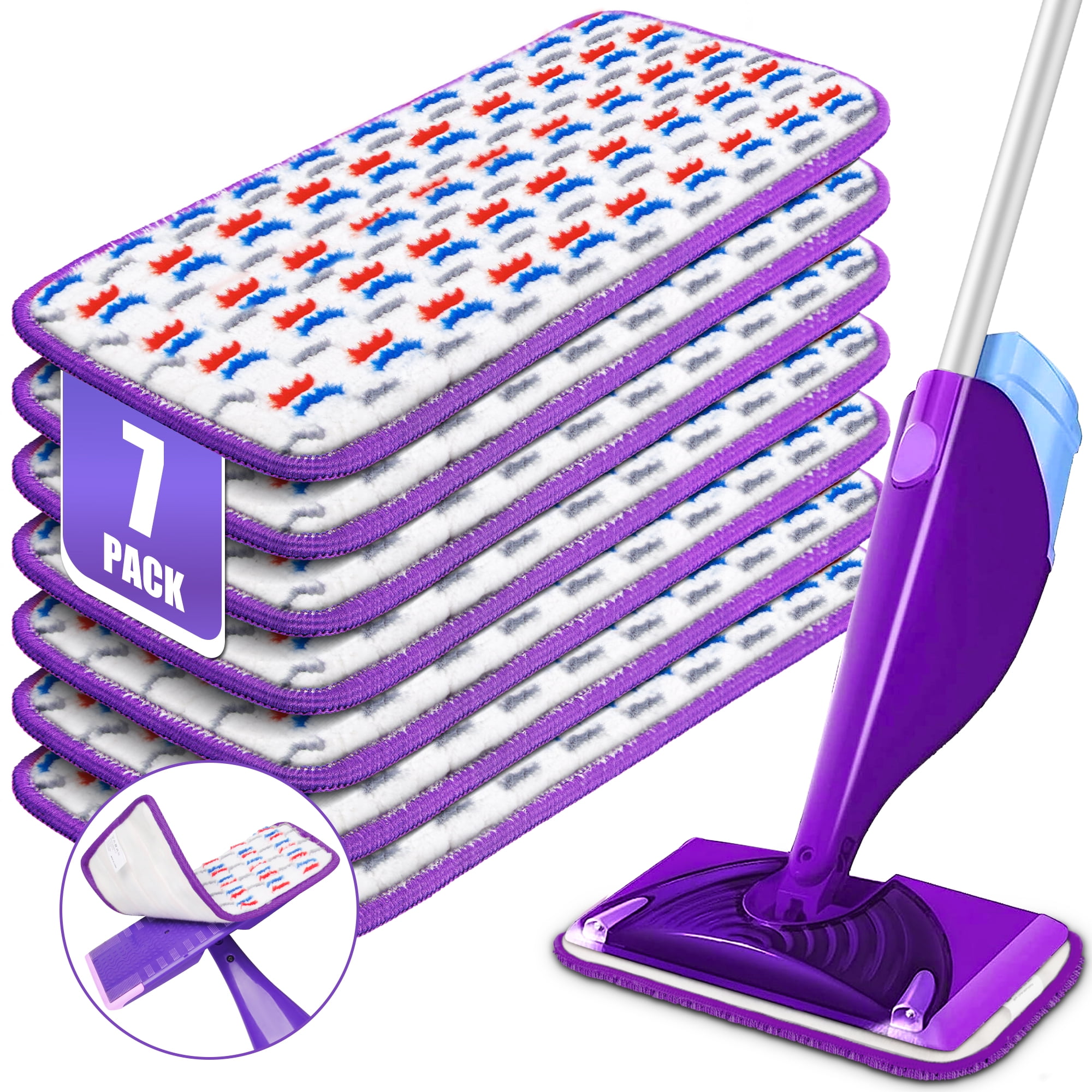 Walmart Deal of ILAVCLEAN 7 Pcs Reusable Mop Pads for SwifferWet Jet Refills, Replacement Dry Wet Mopping Pads Floor Cleaning for All Kinds of Floor Surface