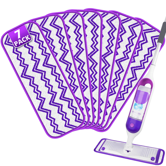 ILAVCLEAN 7 Pack Microfiber Mop Pads for SwifferPower Mop Pads Refills Reusable Replacement, Machine Washable Pad for Multi-Surface Floor Cleaning