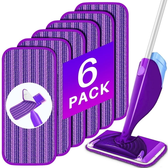 ILAVCLEAN Reusable Mop Pads for SwifferWet Jet Mop Refills Pad 6 Pack Wet Jet Refill Microfiber Dry Wet Pads Washable Floor Cleaning for All Kinds of Floor Types