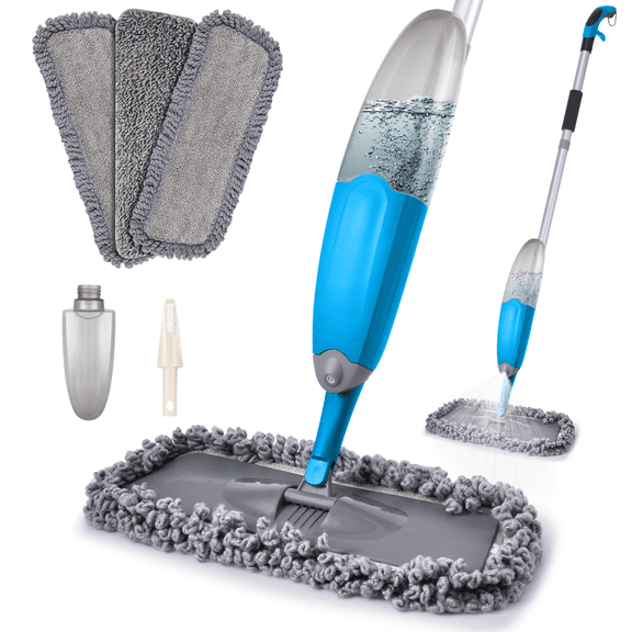 ILAVCLEAN Spray Mops for Floor Cleaning Dry Wet Floor Cleaner Dust Mop for Hardwood Floors with 3 Washable Microfiber Pads Refillable Bottle
