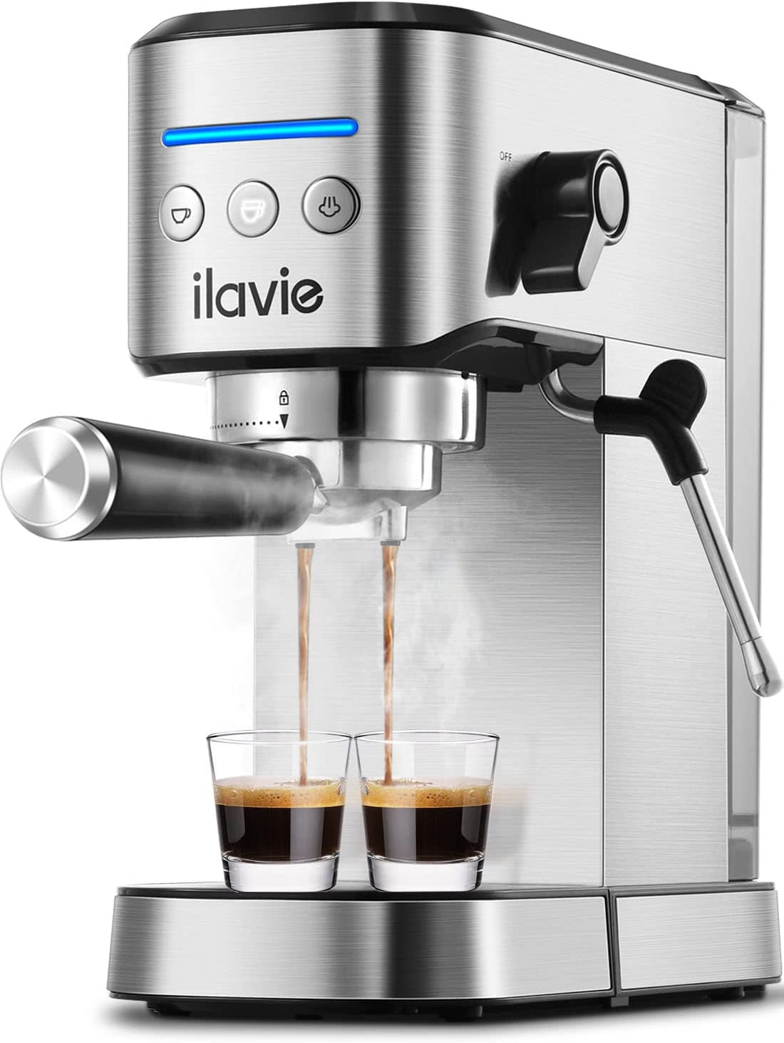 ILAVIE Espresso Coffee Machines with Steamer 20 Bar Pump Espresso and