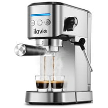 ILAVIE Espresso Machine Steel Silver, 20 Bar Coffee Espresso Maker with Milk Frother Steam Wand, 1L Water Reservoir, New