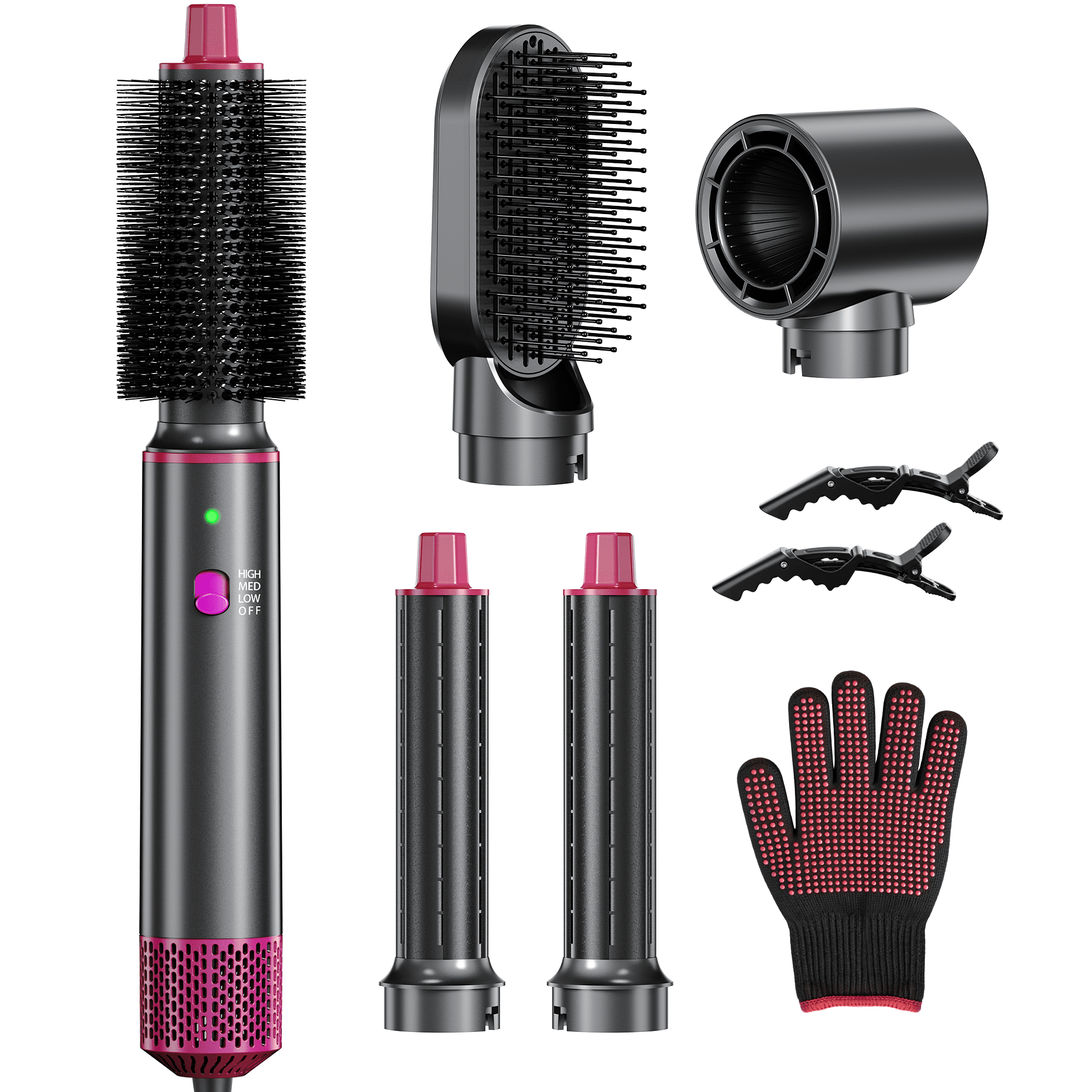 ILAVYO Blow Dryer Brush 5 in 1 Hot Air Hair Dryer Brush with Auto Air Curler, Detachable Ionic Styler, Volumizer for Drying, Curling, Straightening and Volumizi
