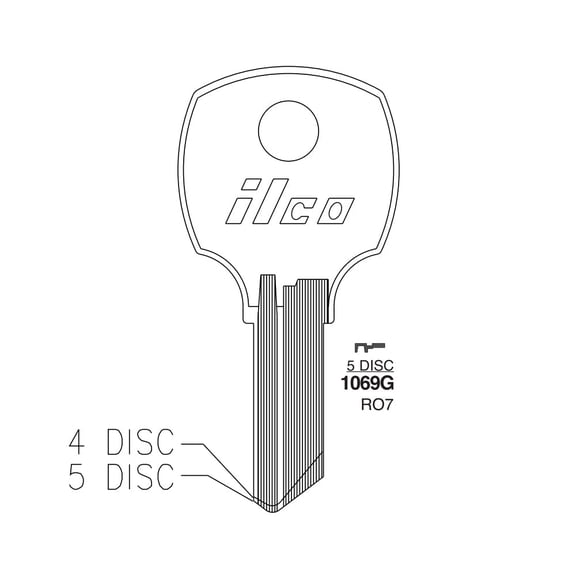 ILCO Key Blank Fits for 1069G National Cabinet Key Blank - RO7 -NTC-7D (10 Pack)