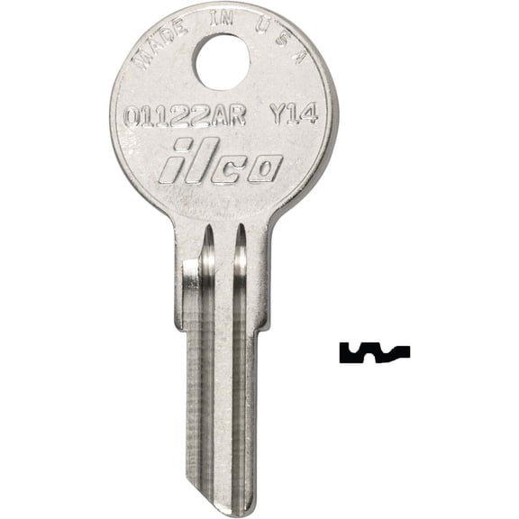 Kaba Ilco Corp. Yale House Key Y14/O1122AR - Nickel-Plated Brass - 10 Pack