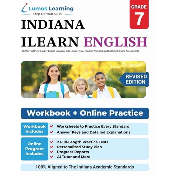 ILEARN Test Prep: Grade 7 English Language Arts Literacy (ELA) Practice Workbook and Full-length Online Assessments: Ind, (Paperback)