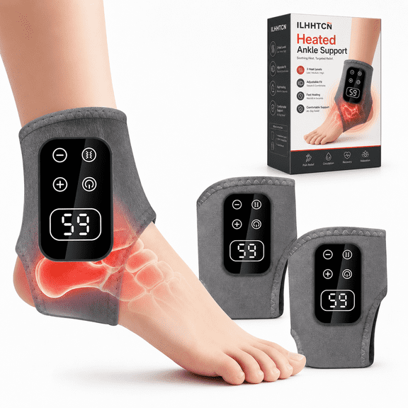 ILHHTCN 3-in-1 Foot Massager Wrap for Plantar Fasciitis & Neuropathy Relief, Cordless Inflatable Foot Advanced Renew Massager with Heat and Vibration Portable Heated Foot Brace for Home Office Travel