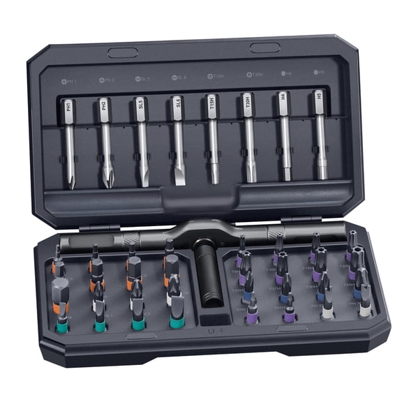 ILHHTCN 42 in 1 Magnetic Screwdriver Set, Multi Bit Ratcheting Screwdriver Repair Tool Kit with Modular Aluminum T-Handle, Color-Coded S2 Steel Bits and Compact Storage Case for PC Bicycles Furniture