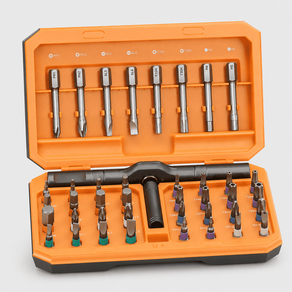 ILHHTCN 42 in 1 Magnetic Screwdriver Set, Multi Bit Ratcheting Screwdriver Repair Tool Kit with Modular Aluminum T-Handle, Color-Coded S2 Steel Bits and Compact Storage Case for PC Bicycles Furniture