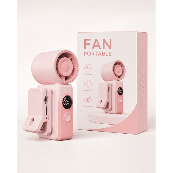 ILHHTCN Clip-On Portable Fan, 13500 RPM High-Speed Rechargeable Handheld Mini Fan with LED Display, 360° Rotating Detachable Clip Personal Stroller Fan for Baby, Travel Essentials, Summer Gifts