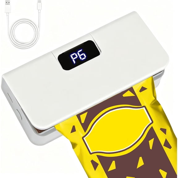 ILHHTCN Mini Bag Sealer, Rechargeable Heat Sealer and Cutter Machine with LED Power Display, 6 Gear Adjustable Portable Bag Resealer for Chips Snacks Mylar Plastic Bags Food Storage