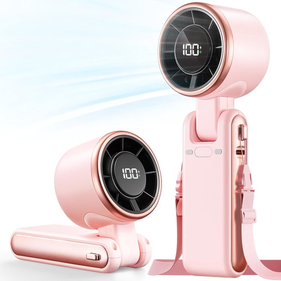 ILHHTCN Mini Portable Handheld Turbo Fan, 5-Speed High-Velocity Small Pocket Fan with Rechargeable 4000mAh Battery, 180° Foldable Personal Neck Desktop Fan for Travel Beach Vacation Gifts