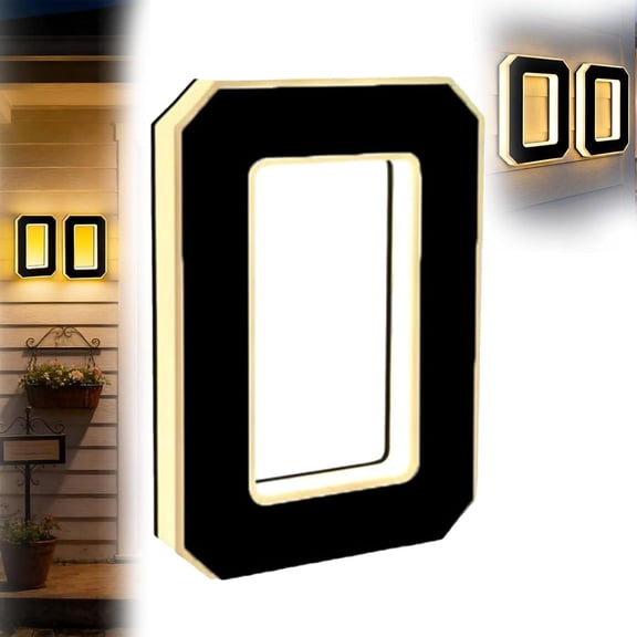 ILHHTCN Solar House Numbers for Outside, IP65 Waterproof LED Dusk-to-Dawn Lighted Address Signs, No-Drill Mount Solar Powered House Numbers for Yard Mailbox Wall Homeowners Curb Appeal