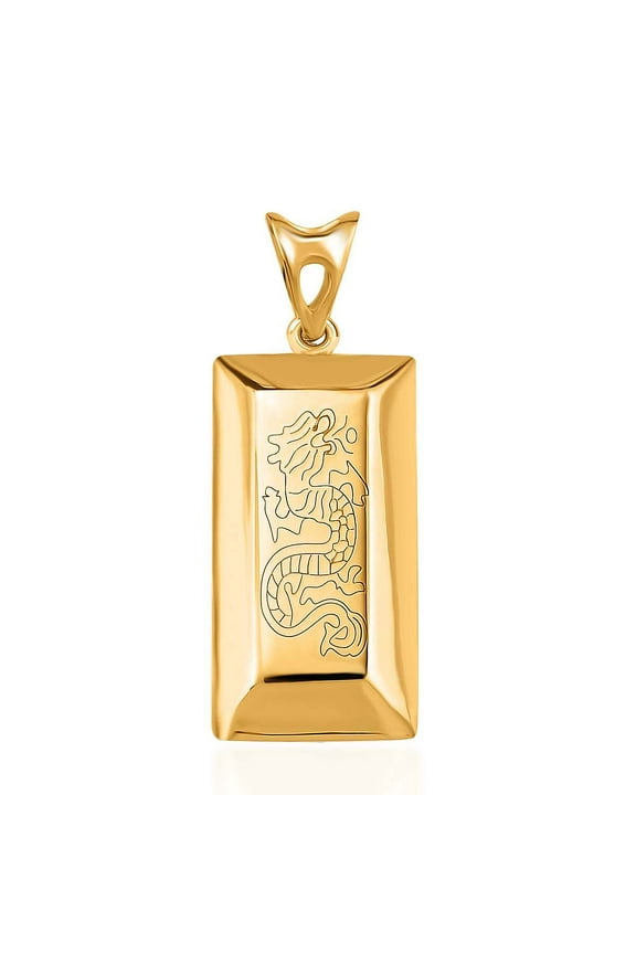 ILIANA 18K Yellow Chunky Solid Real Gold Jewelry Bar Pendant for Women Jewelry 1.60 Grams Birthday Christmas Gifts for Women