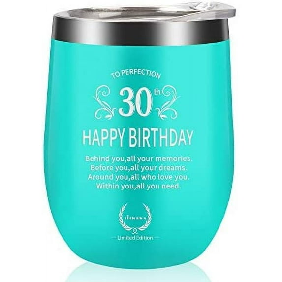 ILIKAKA 30th Birthday Gifts for Women Wine Glass-30 Funny Gift Idea for Her 1990 Tumbler 30 years old Unigue present for sister