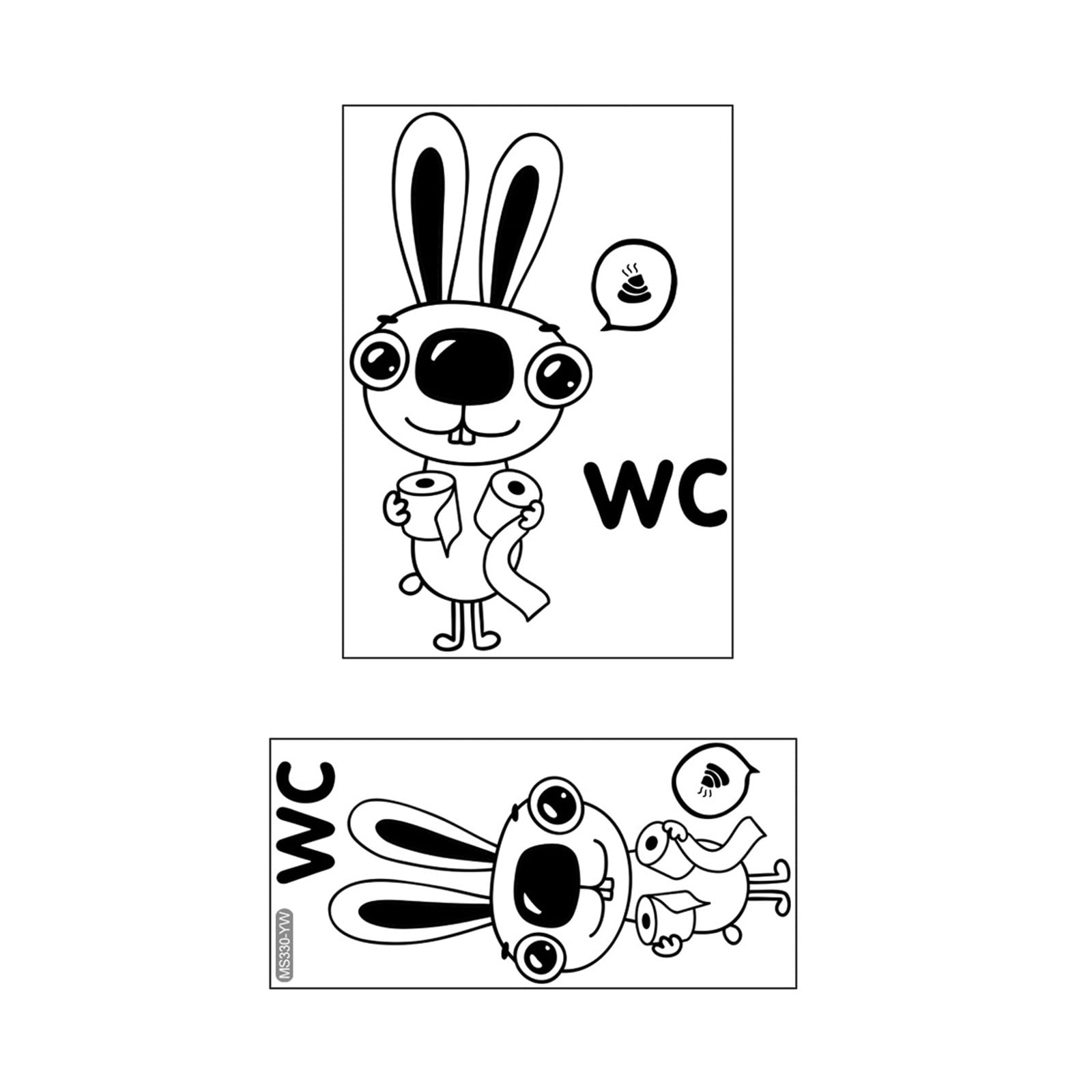 ILJNDTGBE English Logo Stickers WC Rabbit Wall Stickers Toilet Stickers ...