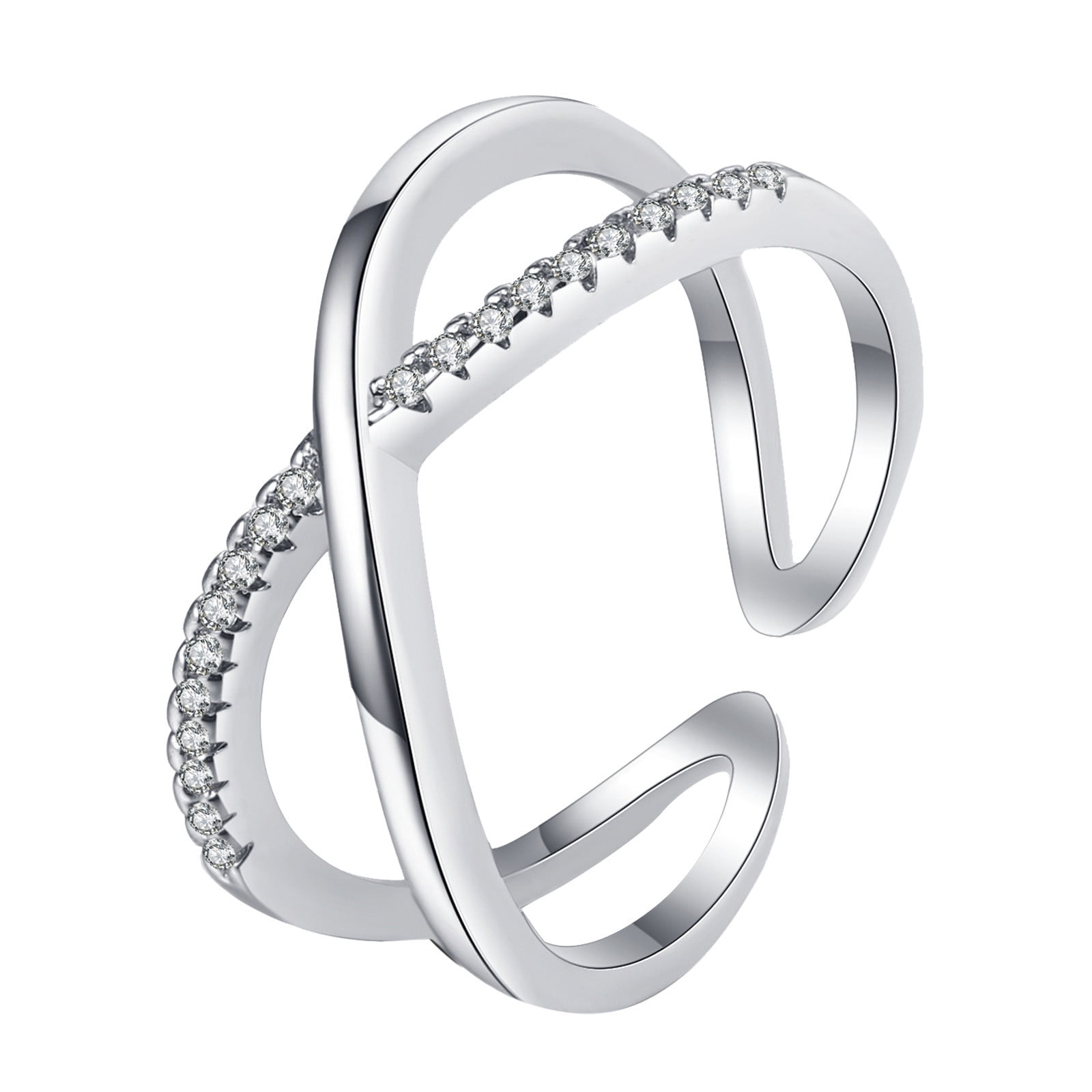 ILJNDTGBE Love Knot Zircon Ring for Women Girls Open Adjustable Love