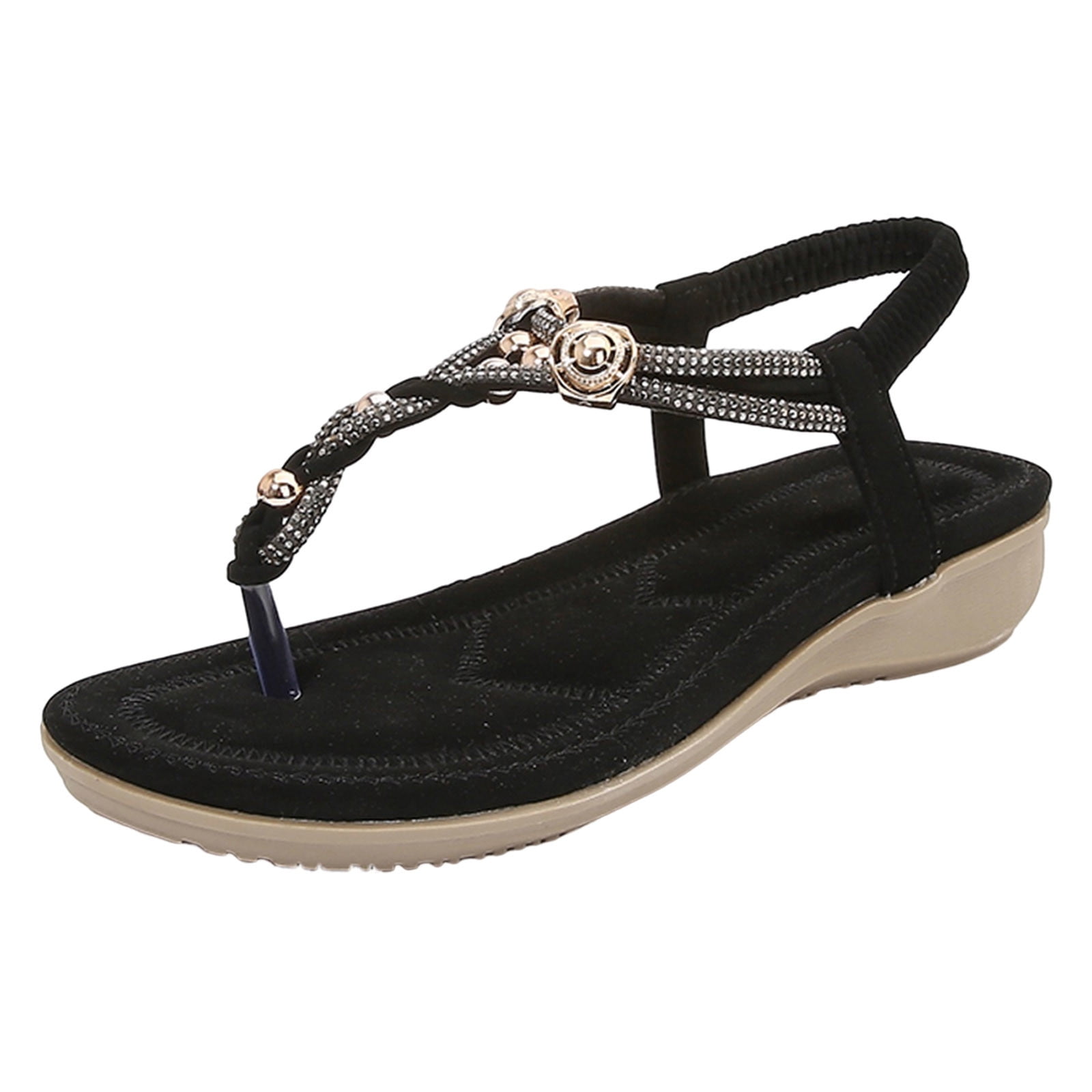 ILJNDTGBE Womens Wedge Sandals Espadrilles Platform Ankle Strap Ladies Summer Fashion Rhinestone