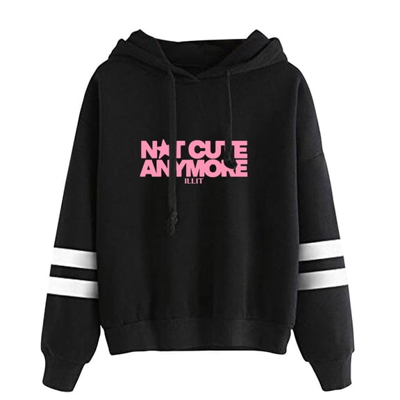 ILLIT Not cute anymore hooded drawstring pocketless  sweatshirt men/women kpop pullover