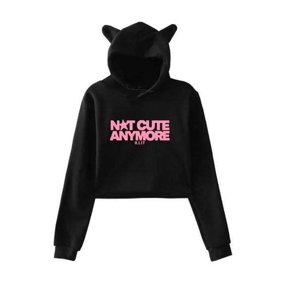 ILLIT Not cute anymore sweatshirt kawaii cat ear drawstring hoodie men/women kpop pullovers