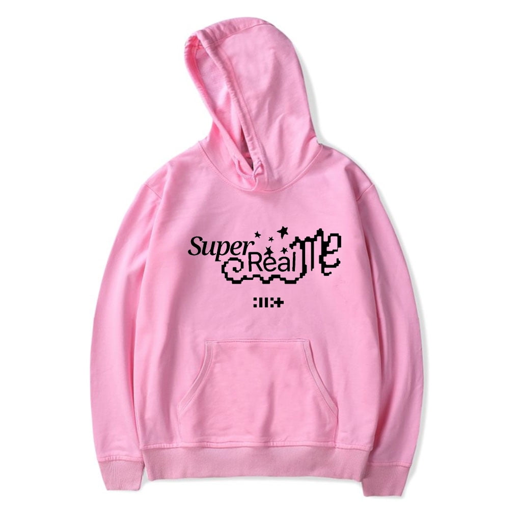 ILLIT merch Super Real Me Hooded Drawstring Pocket Sweatshirt Men