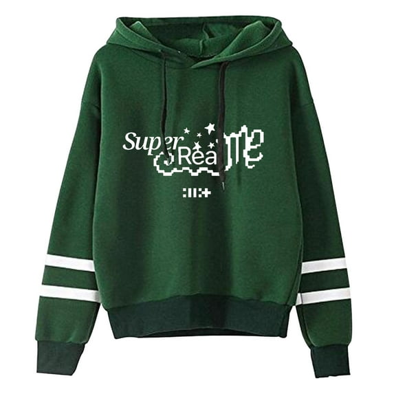 ILLIT merch Super Real Me hooded drawstring pocketless sweatshirt men/women kpop pullover