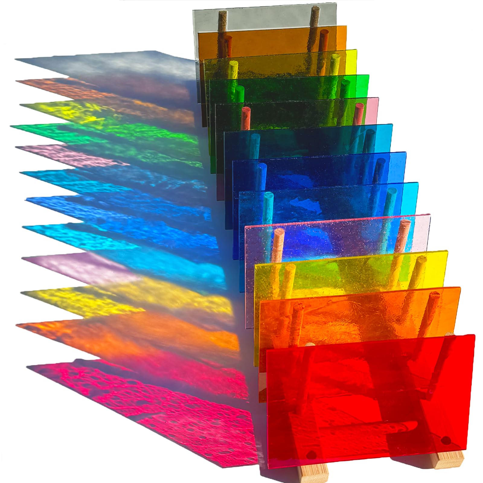 24 Sheets Transparent Stained Glass Variety Pack - 4x6 Inch Cathedral Art Glass For DIY Crafts & Suncatchers