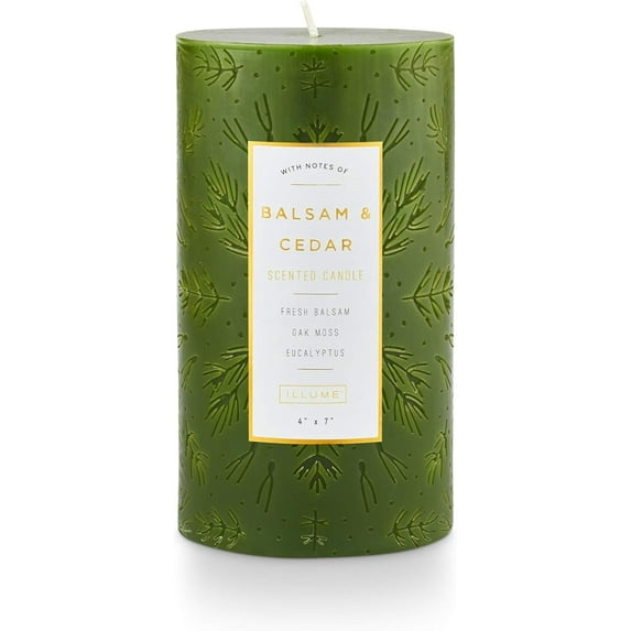 ILLUME Noble Holiday Balsam & Cedar Candle, 4"x7" Pillar