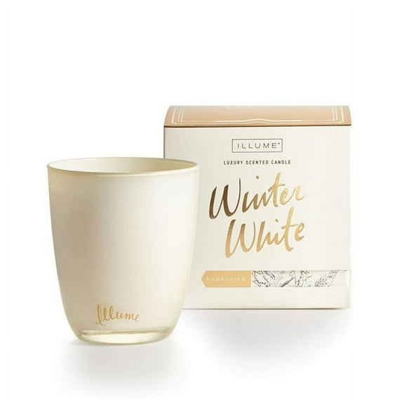 ILLUME SEASONAL WINTER WHITE BOXED GLASS CANDLE 9.5OZ