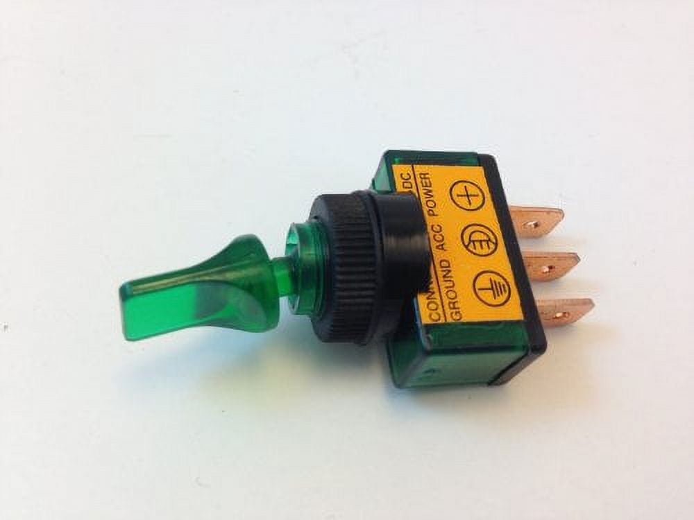 ILLUMINATED TOGGLE SWITCH ON/OFF 20 AMP 12VDC COLOR (1 PACK, GREEN ...