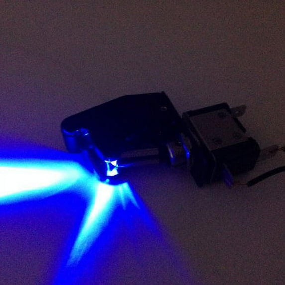 ILLUMINATED TOGGLE SWITCH ON/OFF 25 AMP 12VDC COLOR WITH POSITION COVER (LED BLUE, TRANSPARENT GREEN)