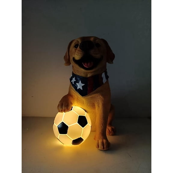 Solar Outdoor Garden Statues Lights, Garden Sculpture Decor Mother Gifts for Women, Men or Daughter, Unique Housewarming Gifts and Yard Decoration (World Cup Dog Statue)