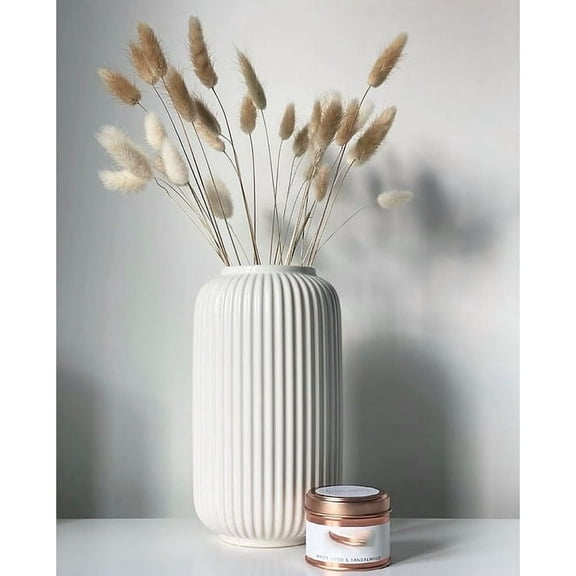 ILLUVA 8” Ceramic Minimalist Vase Bold Geometric Design White