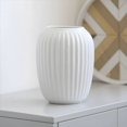 thumbnail image 1 of ILLUVA 8” Ribbed Ceramic Modern Geometric Design White Vases, 1 of 5