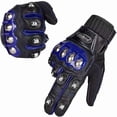 thumbnail image 1 of ILM Alloy Steel Leather Hard Knuckle Touchscreen Motorcycle Bicycle Motorbike Powersports Racing Gloves (XXL, (LEATHER) BLUE), 1 of 6