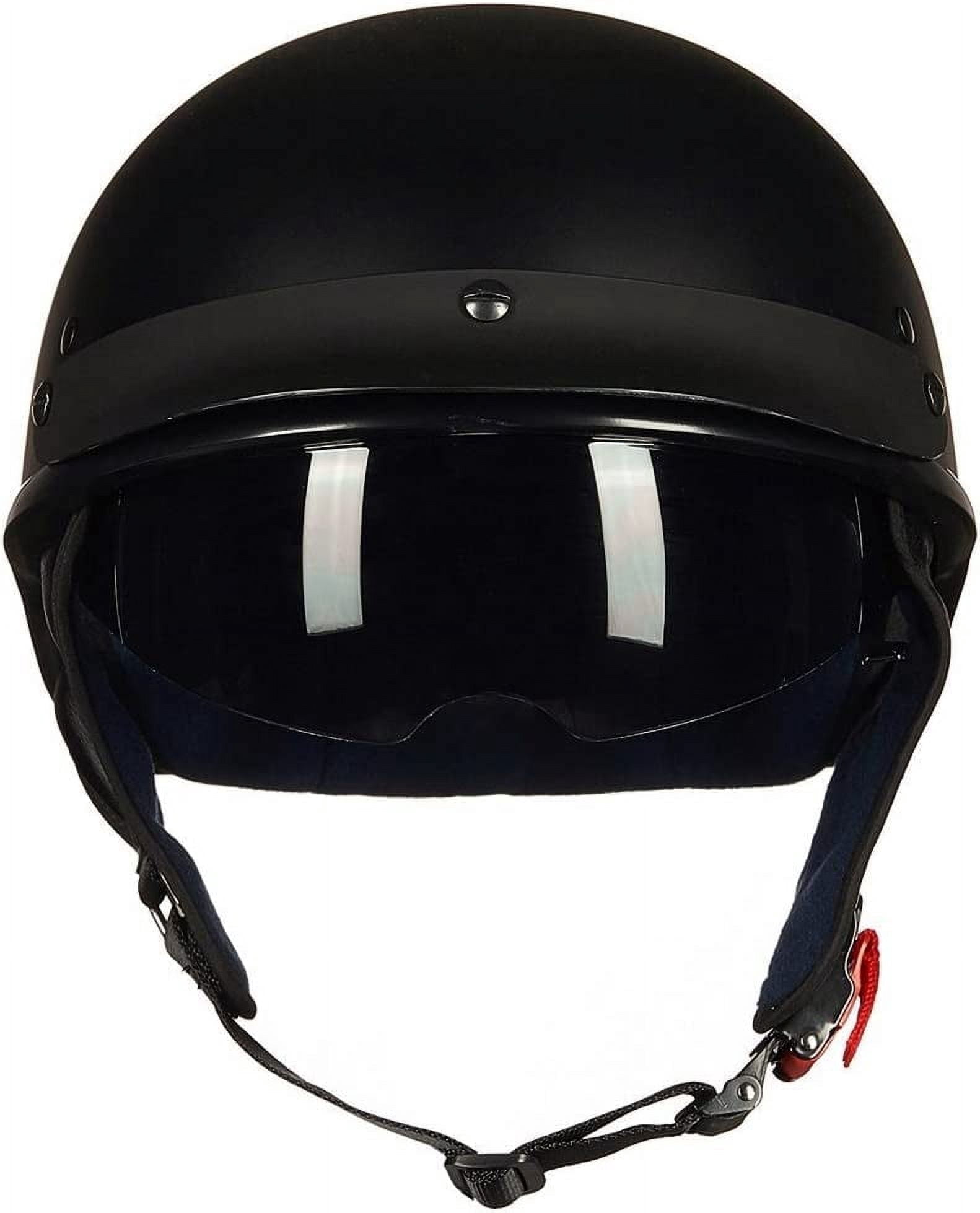 ILM Half Helmet Matte Black ABS Shell Motorcycle Helmet, Adjustable, Quick Release Buckle, Medium