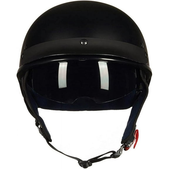 ILM Half Helmet Matte Black ABS Shell Motorcycle Helmet, Adjustable, Quick Release Buckle, Medium