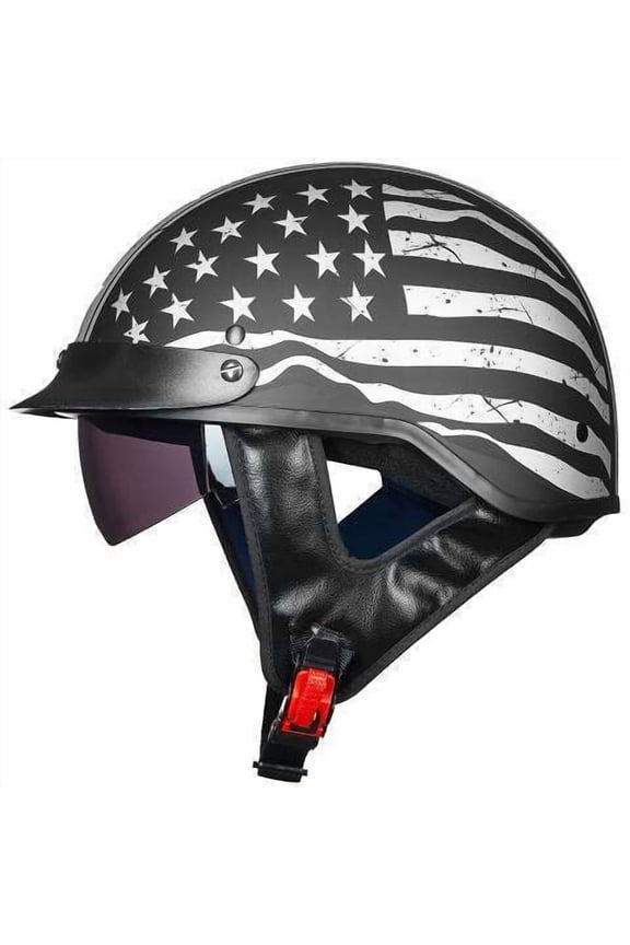Motorcycle Half Helmet 205V: Patriotic Flag - DOT Certified