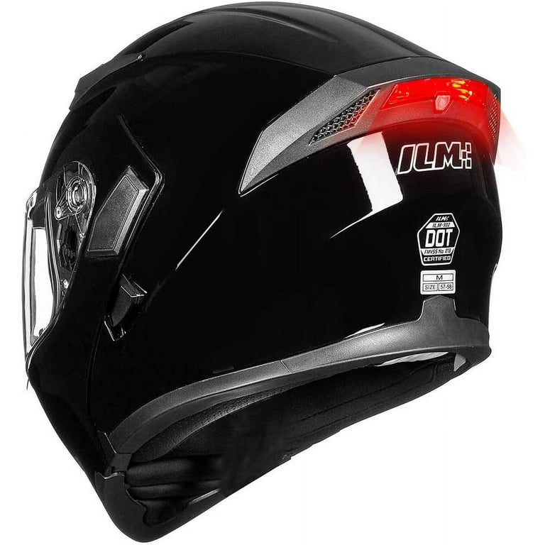 ILM Motorcycle Dual Visor Flip up Modular Full Face Helmet DOT LED