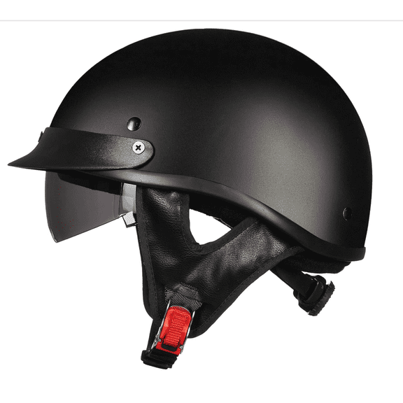 ILM Motorcycle Half Helmet 205V: Matte Black - DOT Certified