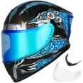 thumbnail image 1 of ILM Motorcycle Helmet Full Face with Pinlock Compatible Clear&Tinted Visors and Fins Street Bike Motocross Casco DOT(Manta Blue, X-Large), 1 of 7