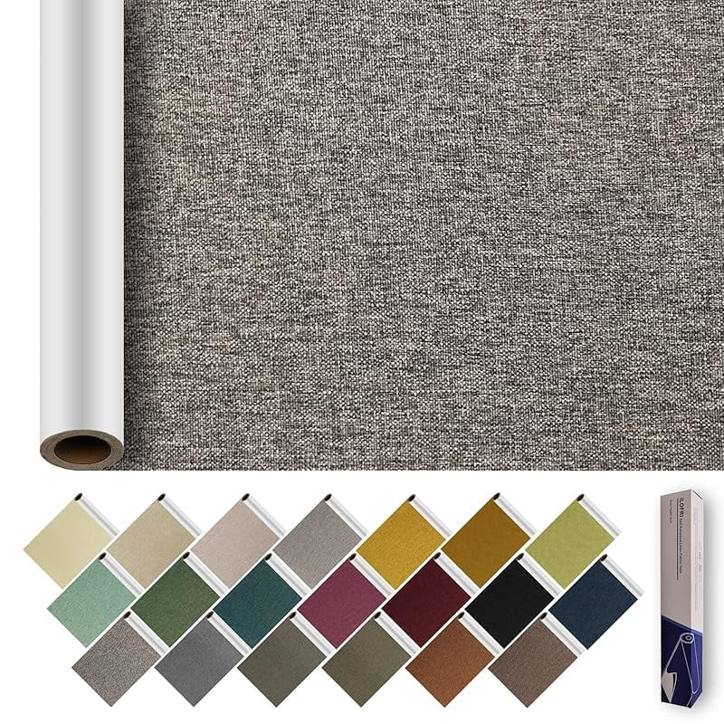 ILOFRI Self-Adhesive Linen Fabric Repair Patches – 8x11 Inch, 2-Pack, Beige Grey – For Furniture, Car Seats, Clothing, Couches