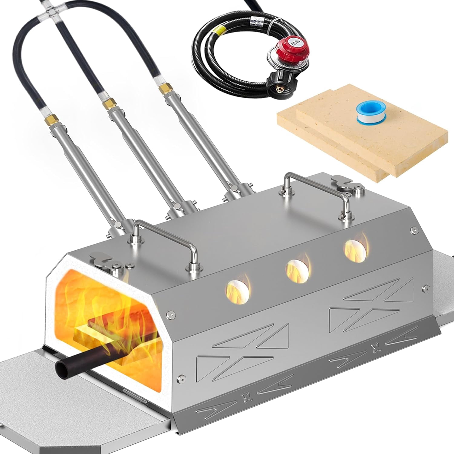 ILOKNZI 2600℉ Triple-Burner Propane Forge – Large Capacity Gas Forge ...