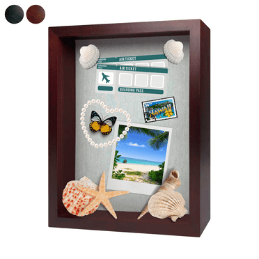 ILOT 11"x14" Solid Wood Mahogany Display Shadow Box Frame - Solid Wood Memory Box for Keepsakes (Picture box, military, wedding, graduation, and flower shadow box)