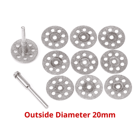 ILOVETOOL 10Pcs 20mm Diamond Coated Cutting Wheel Rotary Blades Cut-off Disc Shank 1/8"