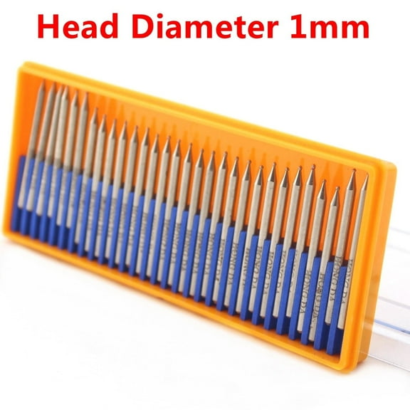 ILOVETOOL 30Pcs Diamond Grinding Head Set Grit 150 1mm 0.04'' Round Ball Burr Bits Carving Burrs Rotary Point Shank 3mm 1/8'' for Dremel