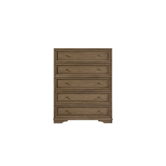 ILRITYLK 5 Drawer Hickory Chest with Felt-Lined Top Drawers and Cedar-Lined Bottom Drawers for Bedroom