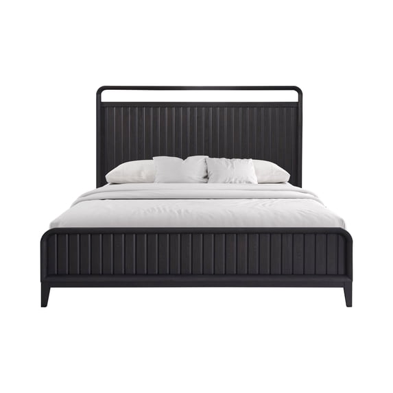 ILRITYLK Queen Open Panel Bed with Channel Pattern Headboard and ...